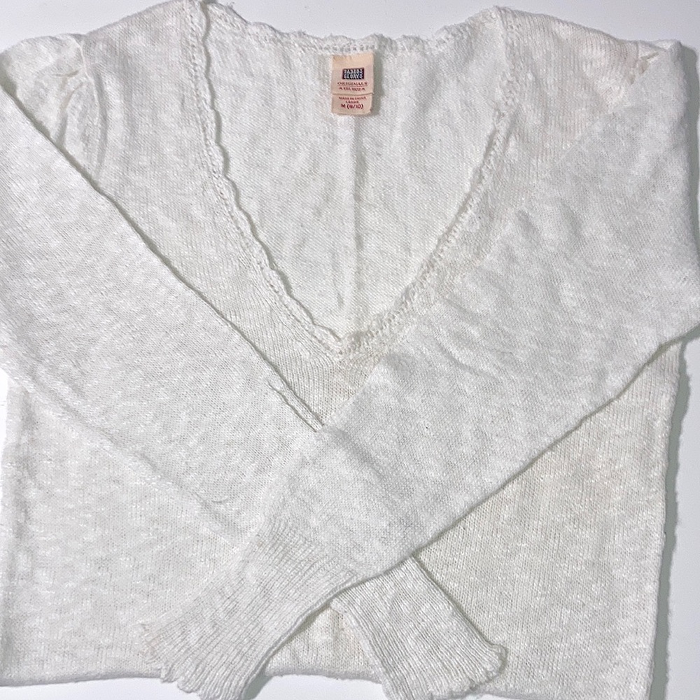 Faded Glory Pullover Sweater Scoop Neckline | White | Soft Knitted | Medium